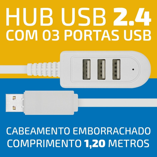 Hub Usb Multi 3 Portas 2.4 Alta Velocidade Extensor Notebook