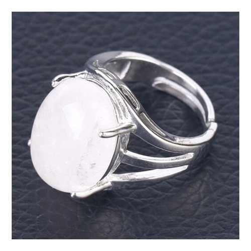 Anillo Gema Cuarzo Blanco Ajustable Amuletos Suerte