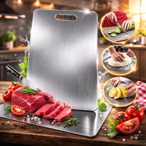 Tábua De ​Corte De Titânio Inox  Cozinha Taboa  Churrasco Carne
