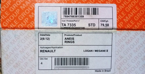 Aros De Pistone - Renault Logan/megane Ii - 20$