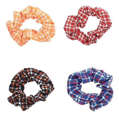 Colita Scrunchies Pelo Estampado Cuadros Docena Por Mayor