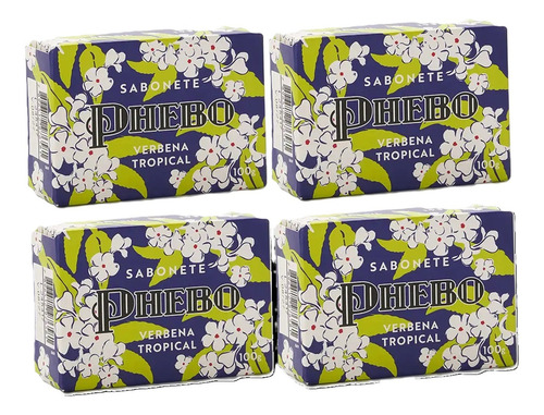 Kit 4 Sabonetes Em Barra Verbena Tropical 100g Phebo
