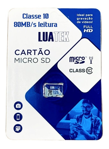 Cartão Memória Micro Sd 128g Class 10 Ultra 80 Mb/s Luatek