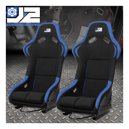 2x J2 Universal Fiberglass Black Blue Fabric Fixed Posi Spd1