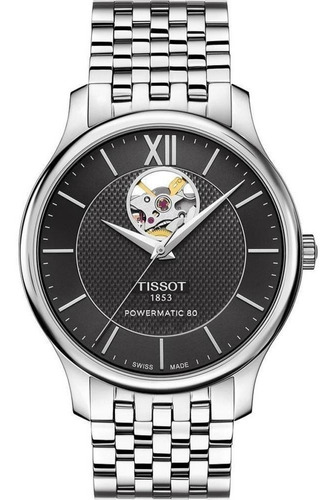 Relógio Tissot T063.907.11.058.00 Tradition Powermatic 80 Cor da correia Prateado Cor do bisel Prateado Cor do fundo Preto