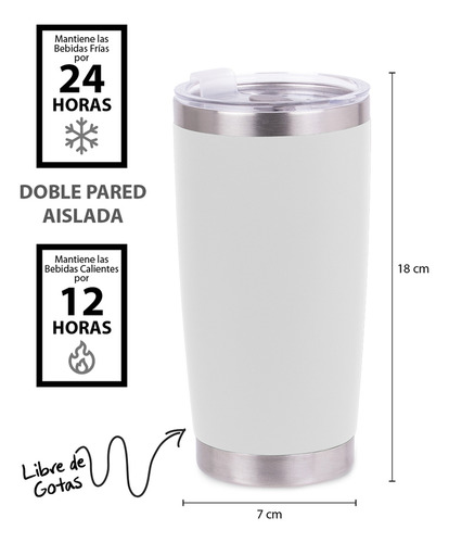 Magma Life Termo Para Café, Botella Térmica De Acero Inoxidable 20 Oz (590 Ml): Contiene Tapa Hermética Antiderrames, Garantiza La Temperatura Deseada Sin Preocupaciones (blanco)