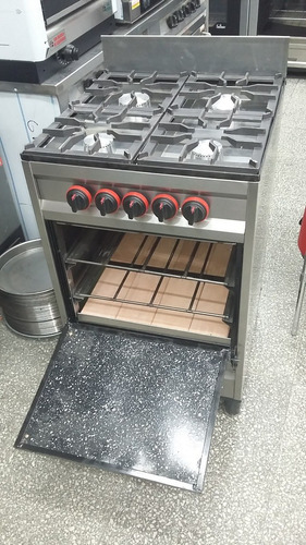 Imagen 6 de 6 de Cocina Industrial 4 Hornallas Acero 56 Cm Con Horno Pizzero