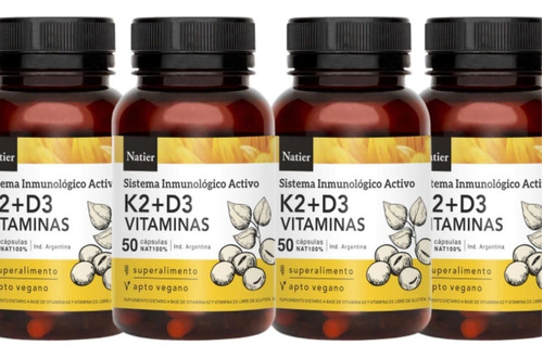 Kit X4 Vitamina K2 + D3 Natier X50 Capsulas Salud Suplemento