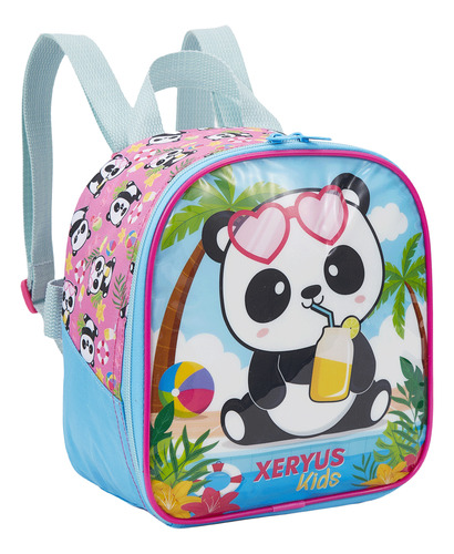Kit de mochila escolar Xeryus KIT XER PANDA VA25 com design Estampado - azul-claro
