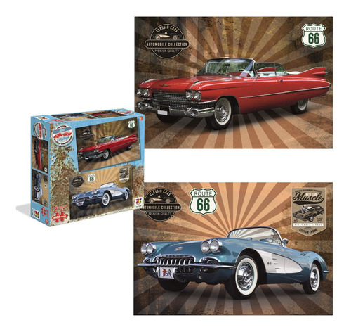 Puzzle Autos Vintage Incluye 2 X 1000 Pcs Variedades - Toyng