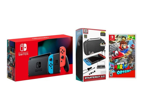 Nintendo Switch Console With Mario Odyssey Game And Charger
