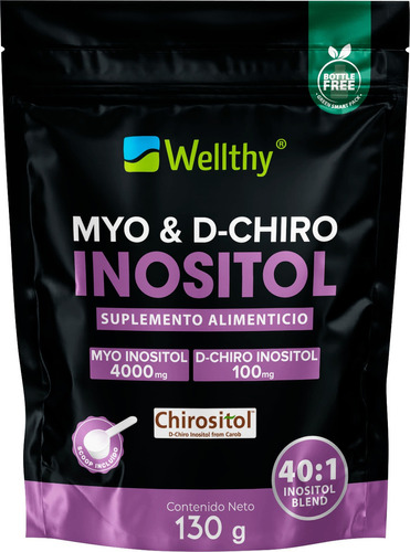 Myo Y D-chiro Inositol 130gr Wellthy Con Chirositol 40:1 Sabor Sin Sabor
