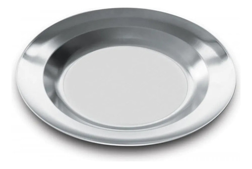Kit 10 Pratos Fundo Refeição Aço Inox 22 Cm Creche, Escola