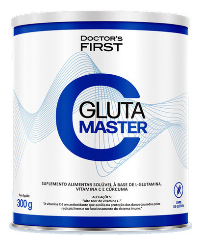 Gluta Master C 300g L-glutamina Vitamina C  Doctors Sabor Sem Sabor