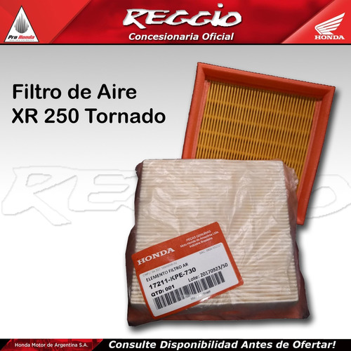 Filtro De Aire Honda Xr 250 Tornado Original - Reggio Motos