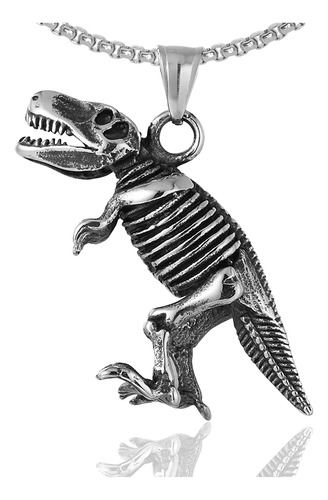 Collar Con Colgante De Esqueleto De Dinosaurio De Acero De T