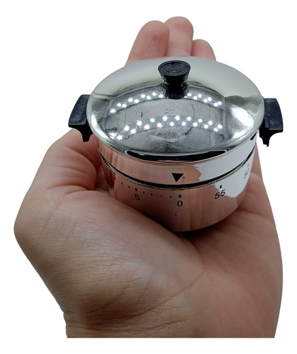 Timer De Cozinha 6cm 60 Minutos Panela Corda Mecânico Cor Prateado