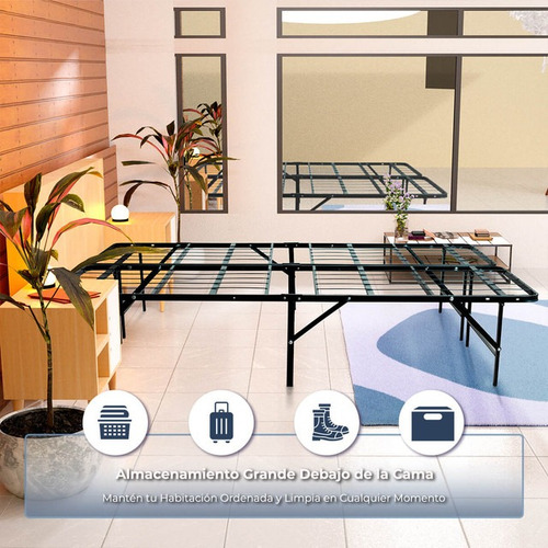 Base Para Cama Individual Plegable Mas Dos Buro Color Negro Jaco