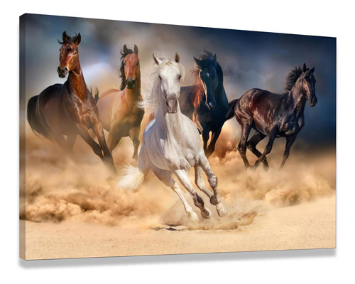 Imagem 1 de 7 de Quadro Cavalos Correndo Grande Em Arte Decorativo 1 Peça
