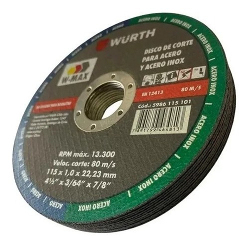 Disco Corte 4 1/2 X 1.0mm Wurth (2 Und)