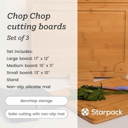 Juego De Tablas De Cortar De BambĂș Starpack 'chop Chop' De 3