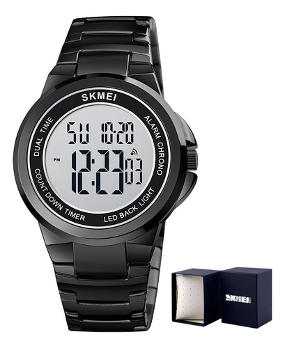 Relojes Digitales Impermeables De Acero Inoxidable Para Homb Color Del Fondo Negro/blanco