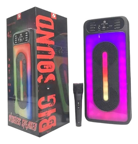 Parlante Bluetooth Con Micrófono 10w Luz (fm, Usb, Aux, Mp3)
