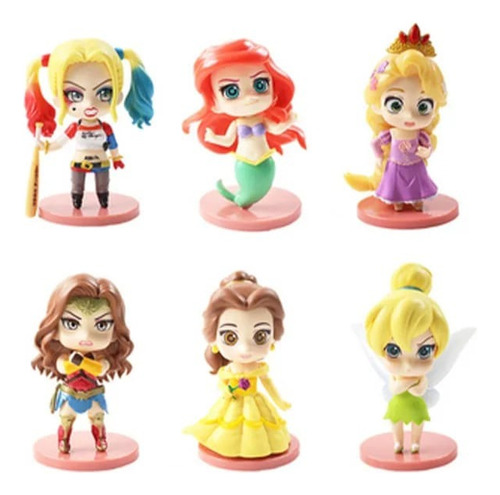 Figuras Princesas Set X6 Rapunzel, Bella, Cenicienta, Etc...
