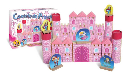 Brinquedo P/ Montar Castelo Princesa Madeira 64 Pc Brinc.