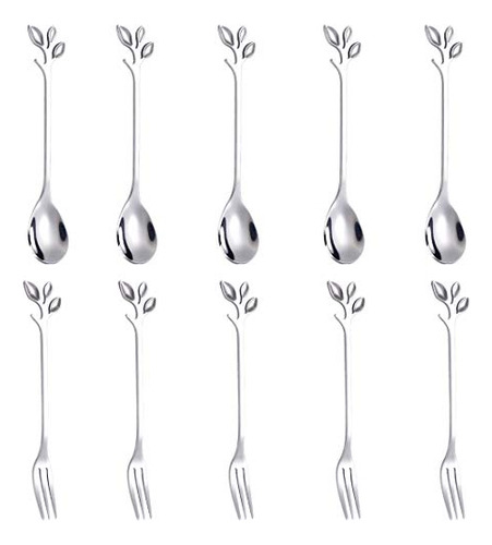 Ansaw 10 Cucharas De Cafe De Hoja De Plata De Acero Inoxidab