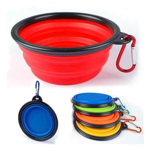 Imagen 2 de 8 de Plato Goma P/paseo, Mascotas Perro, Gato 18cm, Cap. 1 Litro.