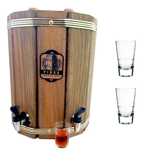 Pingômetro Duplo Cachaça Artesanal Parede Rustico + 2 Copos