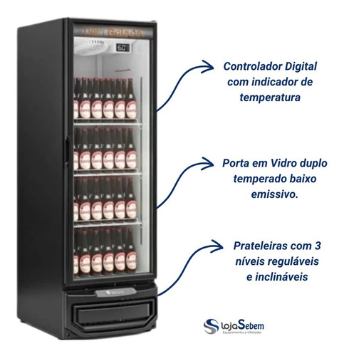 Cervejeira Vertical Freezer P/ Cerveja Até 360 Latas Preto