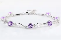 Comprar Pulsera De Plata Mujer Fina Plata S925 Amatista