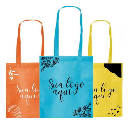 50 Bolsas Ecológicas Personalizadas Com Sua Logomarca Cor Verde-escuro Sua Logo