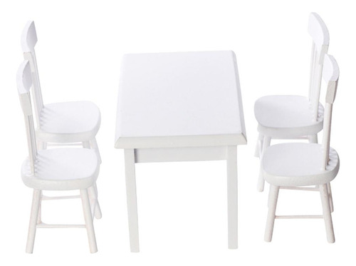 Conjunto De Mesa E Cadeira Floral Branco 1:12 Para Casa De