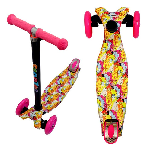 Patineta Scooter Monopatín Infantil Luces 4 Ruedas