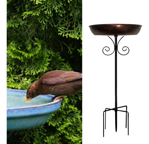 Alimentador De Aves Baño De Pájaros Ornamento De Metal