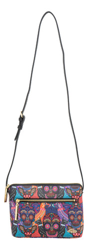 Crossbody Pineda Covalin Diseño Día De Muertos Mictlán Ngo Color Negrobcysdmm