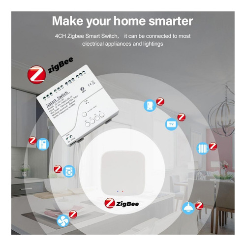 Conmutador Inteligente Zigbee3.0 Tuya Wifi 220v3 4 Canales C