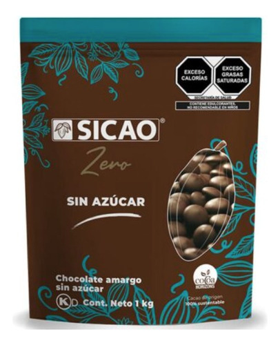 Chocolate Amargo Sin Azucar  Sicao 1 Kg Chocolate Zero