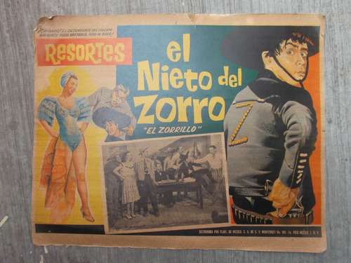 Vintage Lobby Card Resortes En El Nieto Del Zorro Zorrillo! 