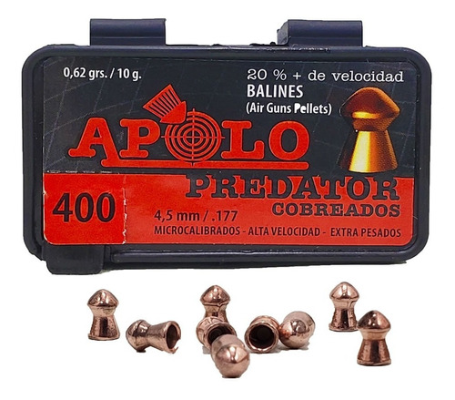 Balines Apolo Cobreados Cal 4,5 Mm 10 Grains