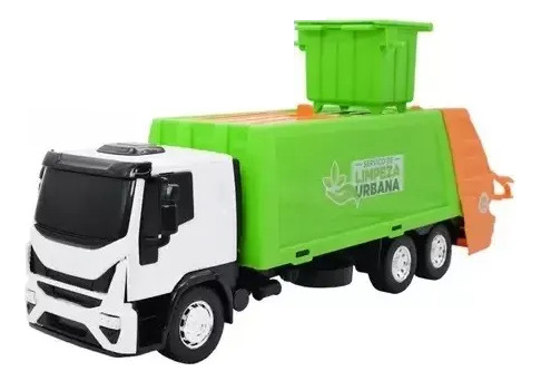 Camion Recolector Basura Reciclable Plastico 33cm Iveco Blanco Y Verde