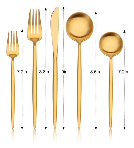 Juego De Cubiertos De Oro Mate - Giococo Juego De Cubiertos