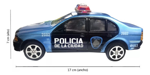 Auto Juguete Patrullero Fricción 18cm Policia De La Ciudad Policia Ciudad Celeste