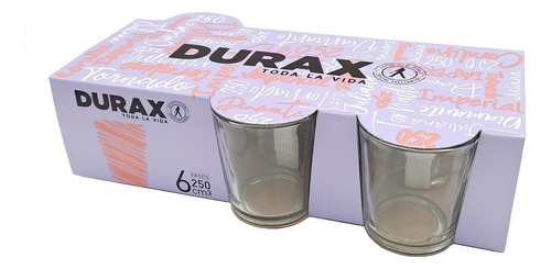 Vaso Vidrio Bajo Imperial Durax 250 Ml Hsk / 6 Unidades Color Transparente