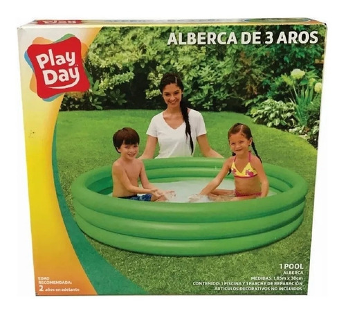 Alberca Inflable 3 Aros Varios Colores, Play Day,165cm X30cm