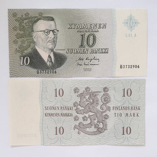 Billetes Mundiales : Finlandia  10 Markka Año 1963 
