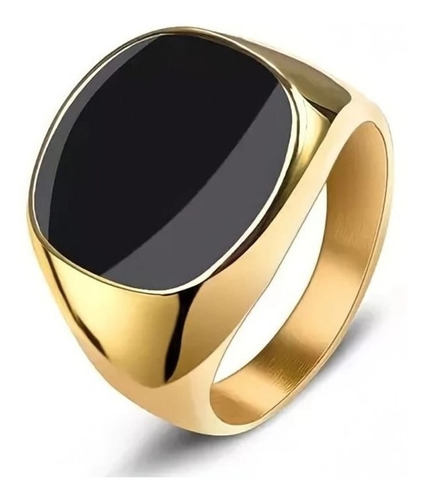 Anillo Elegante De Hombre, Acero Laminado Oro 18k Orbe